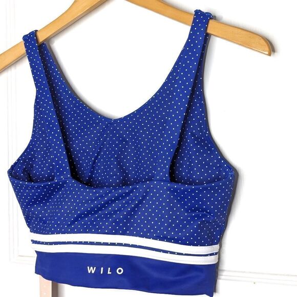 WILO Royal Blue White Polkadot Sports Bra size L - Picture 2 of 11